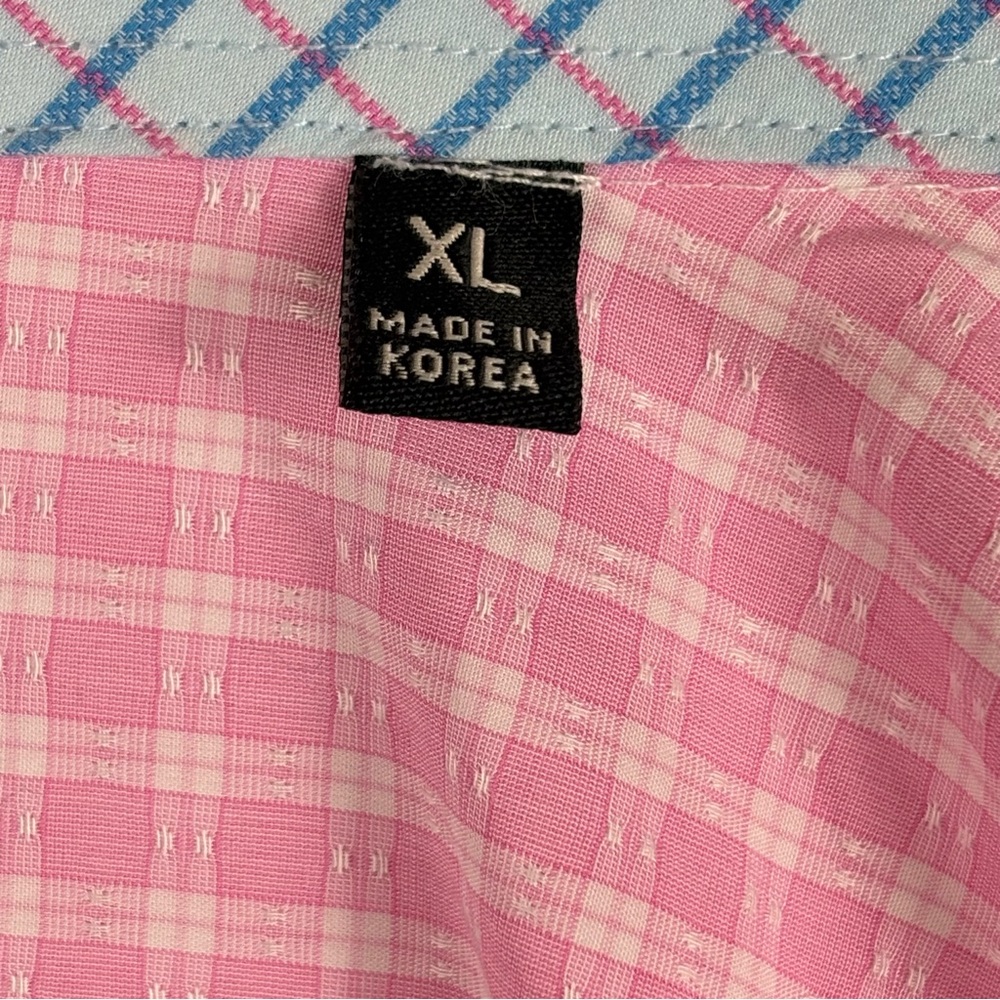 Men's Quieti Flip Cuff Pink/White Plaid 100% Fine‎ Cotton Button Down XL - Picture 9 of 10